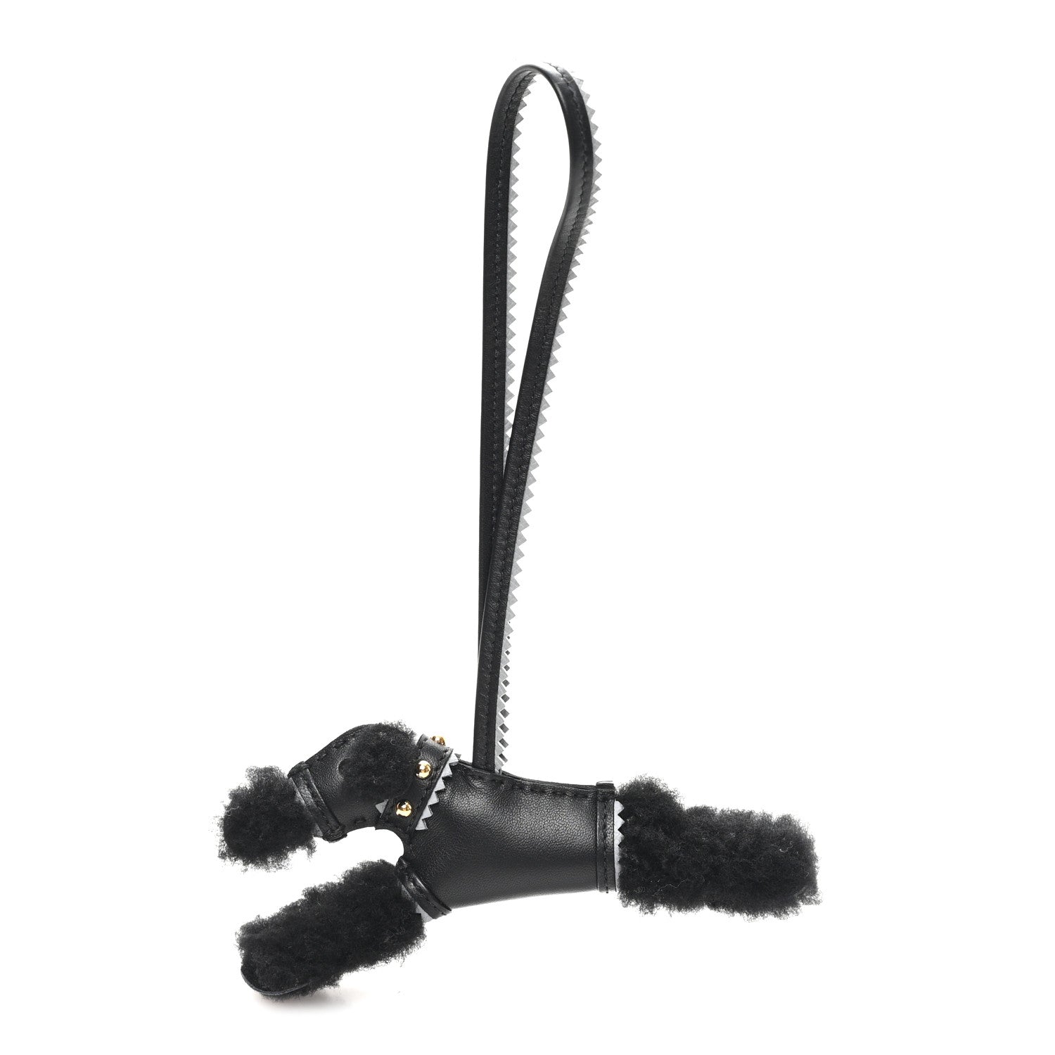 Hermes Milo Lambskin Epsom Shearling Budy Apic Charm Black Gris Pantin 1 of 4