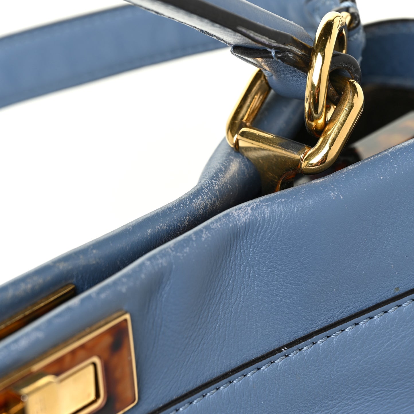 Vitello Seta Plexiglass Tortoise Large Peekaboo Iconic Satchel Ceruleo
