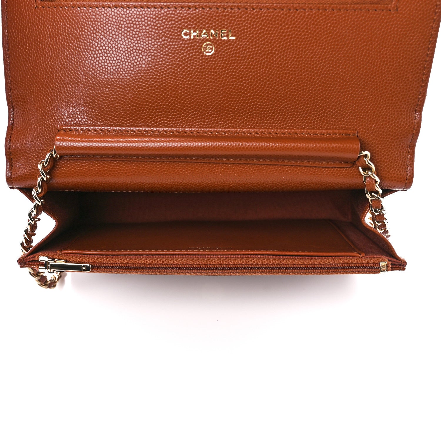 Chanel Shiny Caviar Quilted Strass Wallet On Chain WOC Light Brown 5 of 12