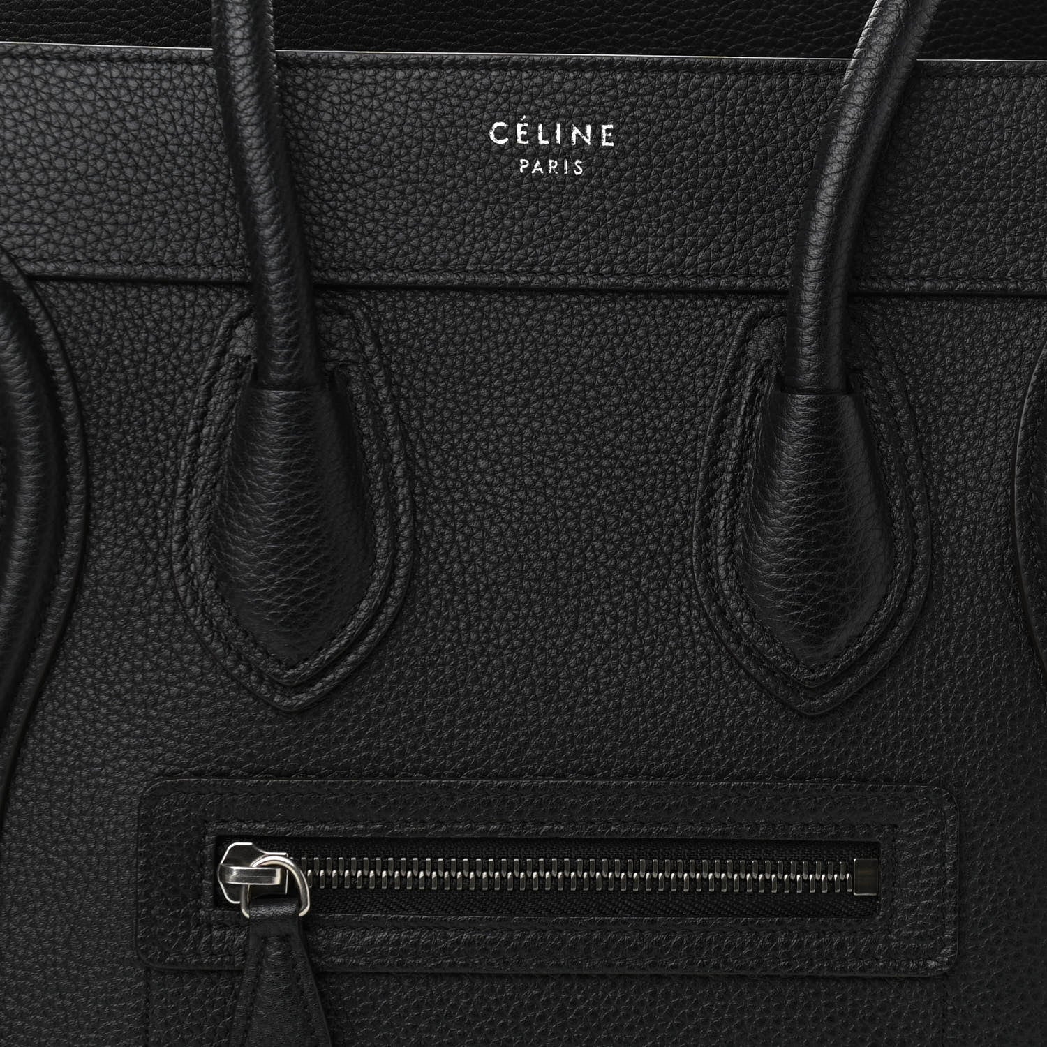 Celine Drummed Calfskin Micro Luggage Black 7 of 9