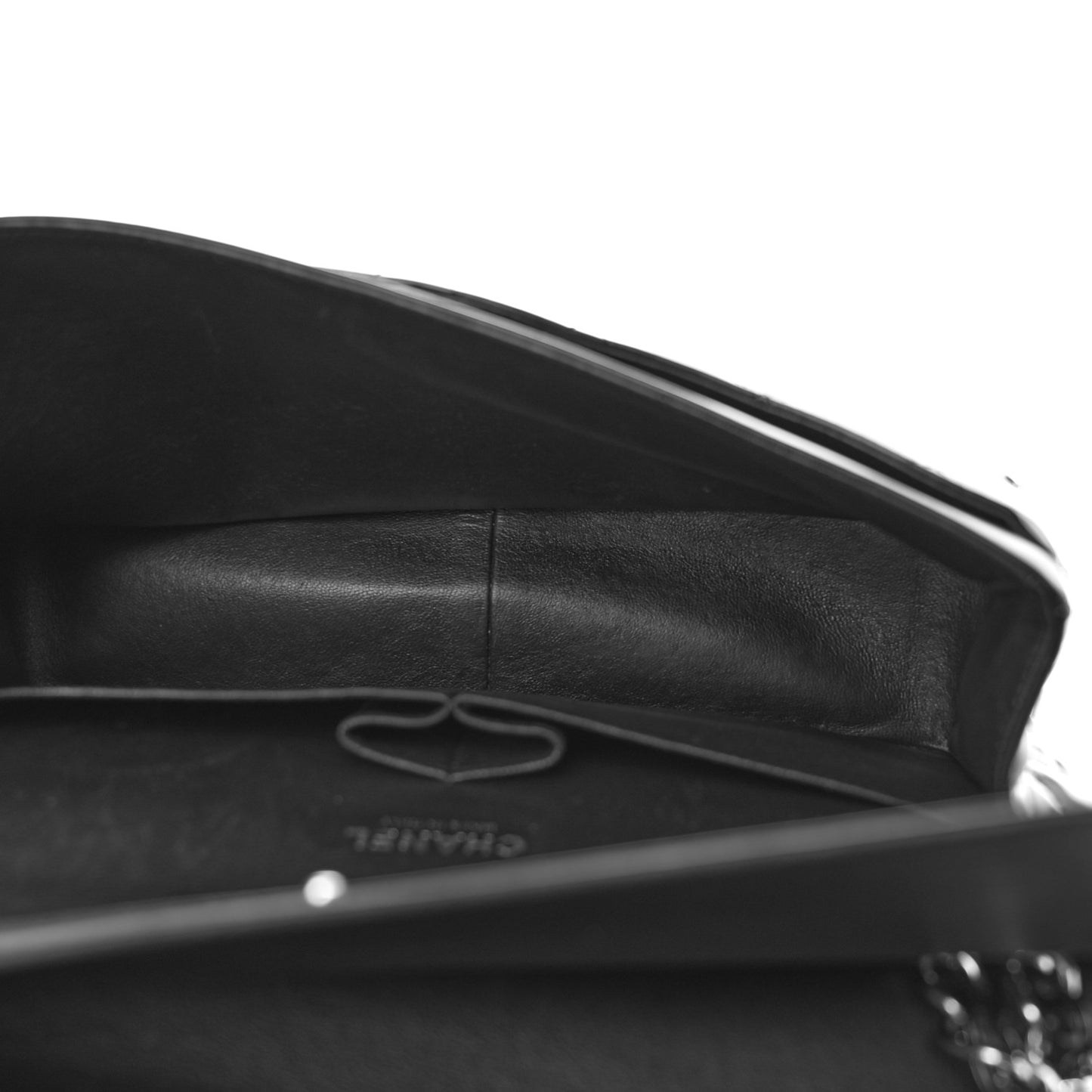 Patent Quilted Jumbo Double Flap Black