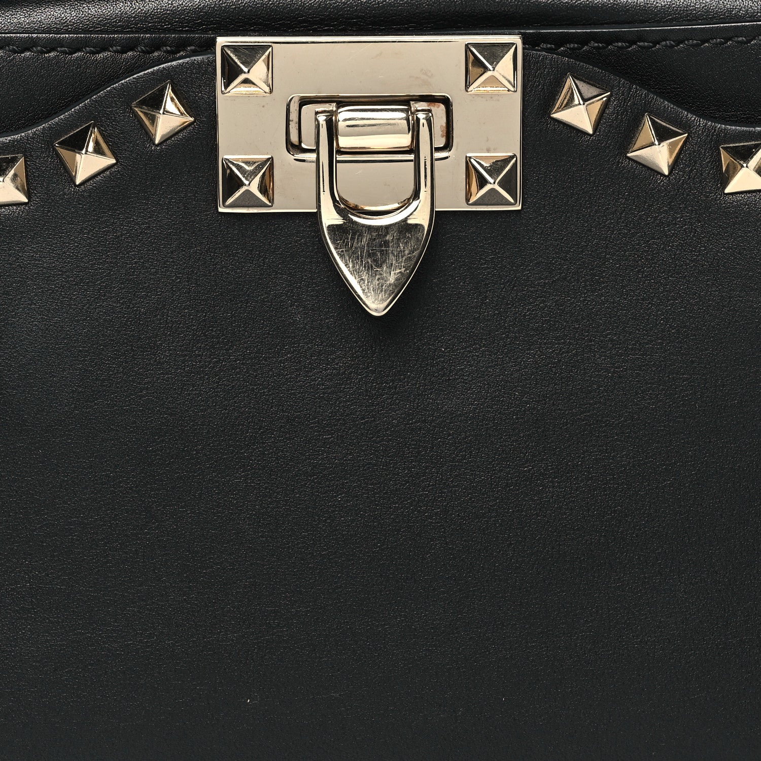 Valentino Garavani Grained Calfskin Rockstud Flip Lock Camera Crossbody Bag Black 7 of 10