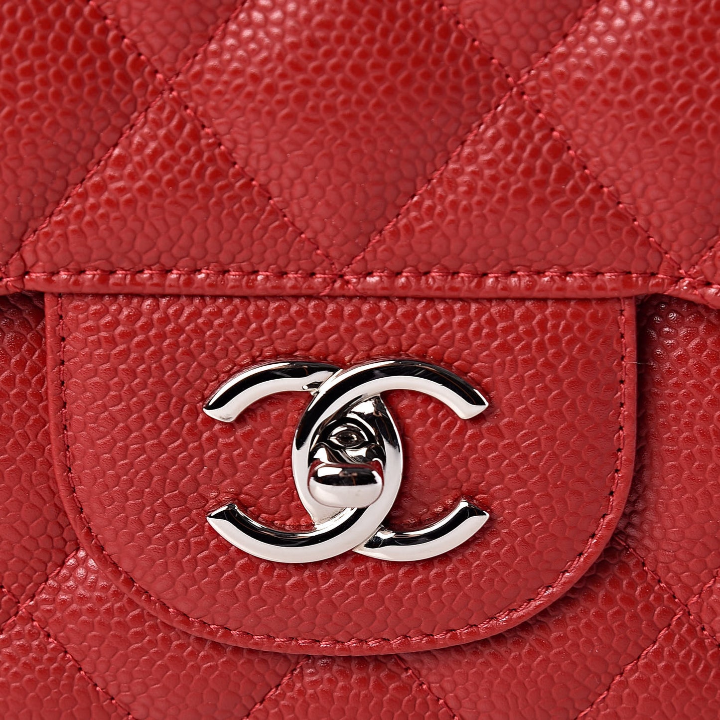 Caviar Quilted Jumbo Single Flap Red