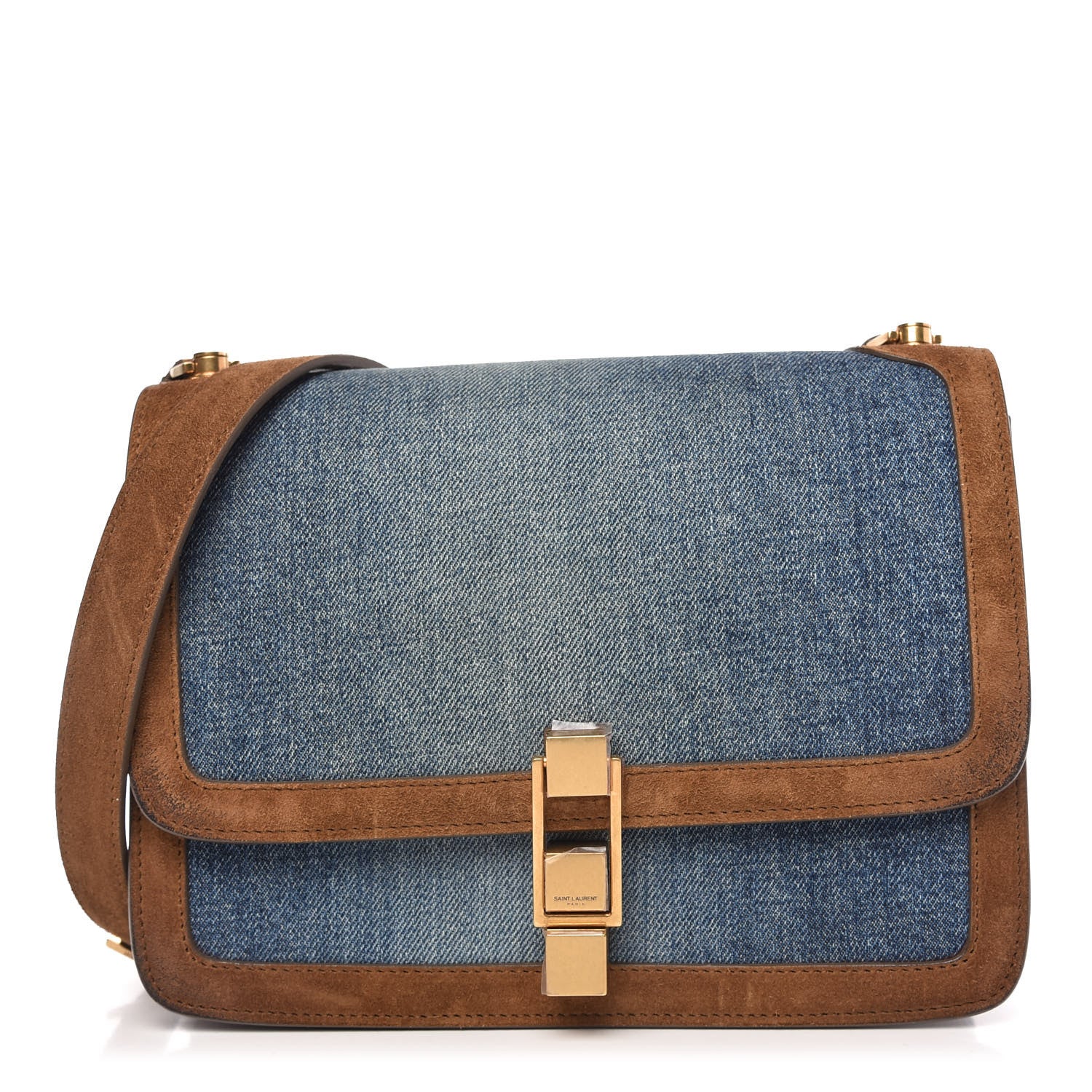 Saint Laurent Denim Carre Satchel Dusty Blue Dark Land 1 of 10