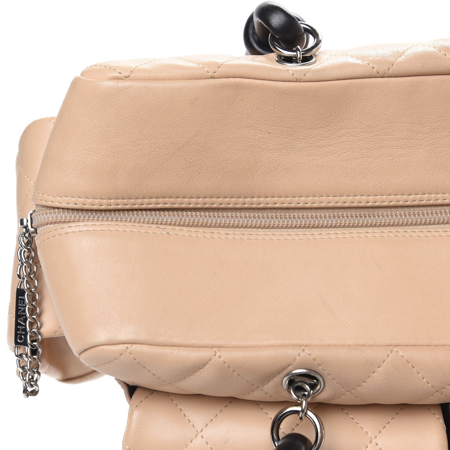Chanel Calfskin Quilted Large Cambon Multipocket Reporter Beige Black 15 of 15