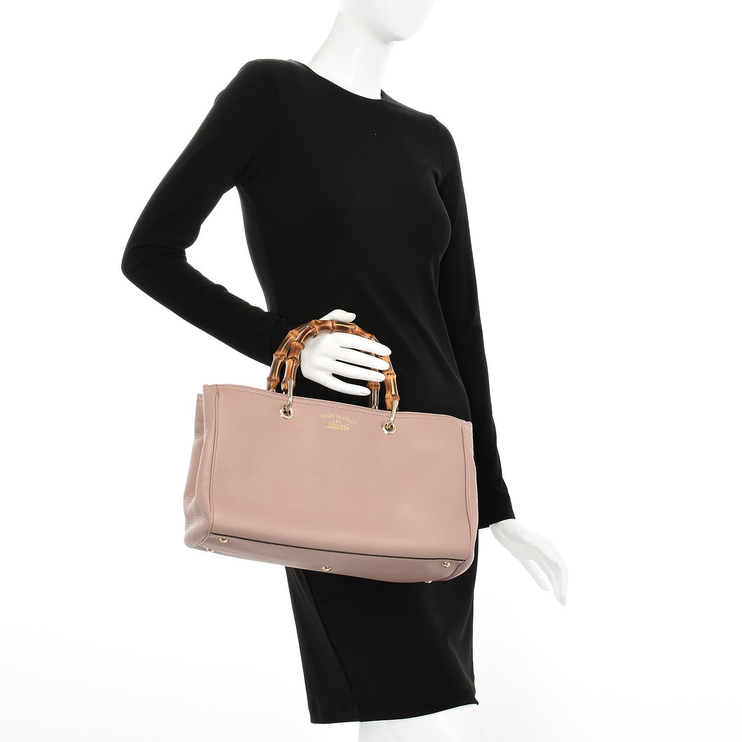 Gucci Pebbled Calfskin Medium Bamboo Shopper Tote Dark Cipria 2 of 8