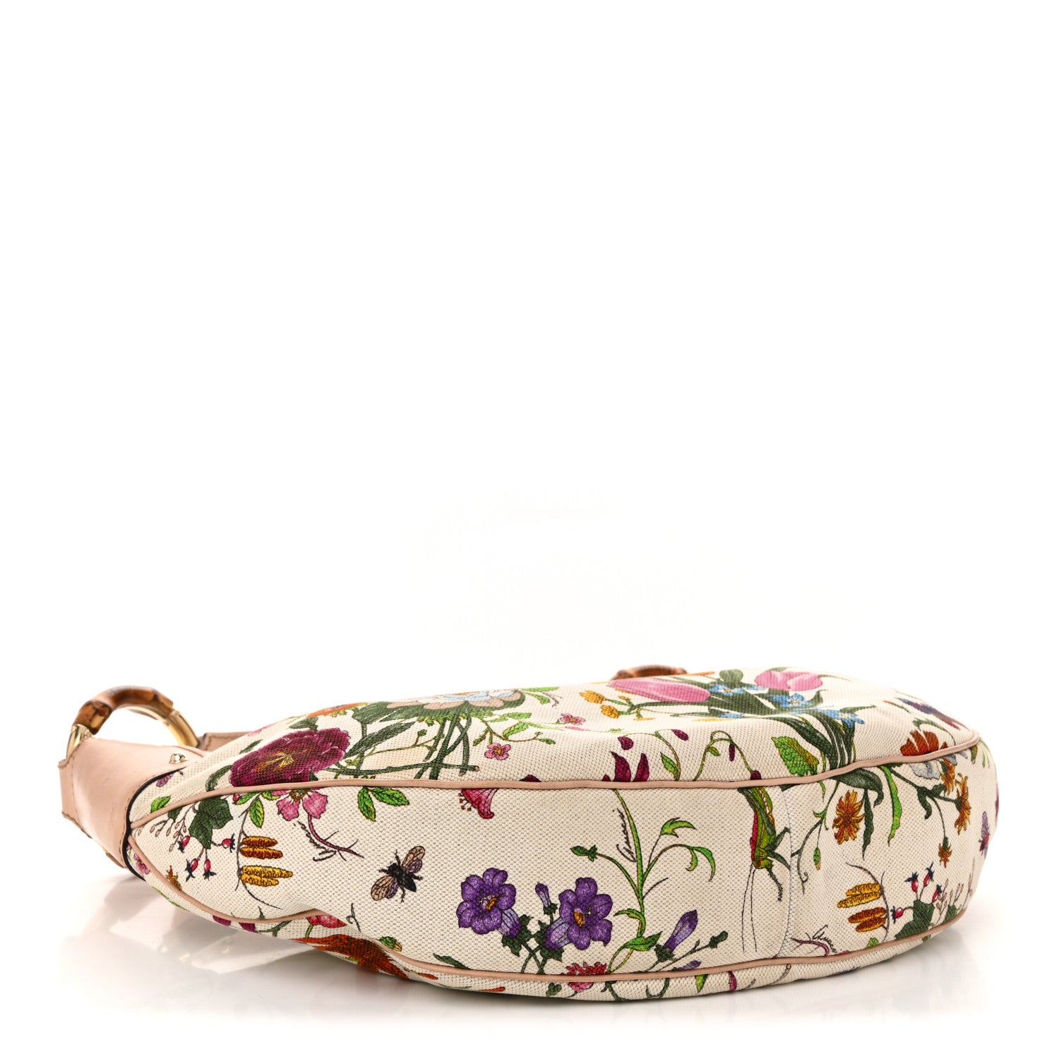 Gucci Canvas Floral Flora Bamboo Ring Hobo White 4 of 10