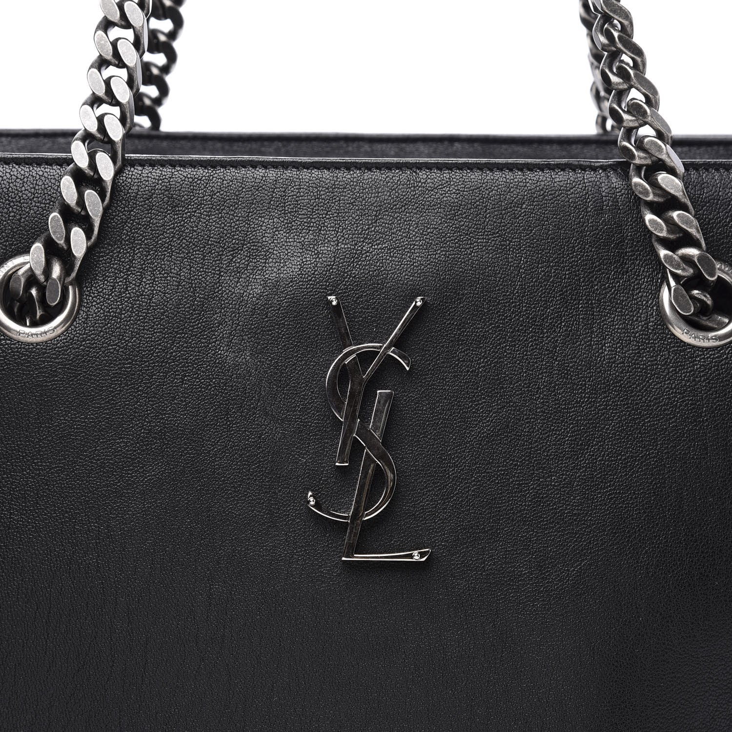 Saint Laurent Calfskin Fringe Monogram Shopping Tote Black 8 of 8
