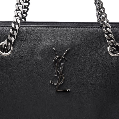 Saint Laurent Calfskin Fringe Monogram Shopping Tote Black 8 of 8