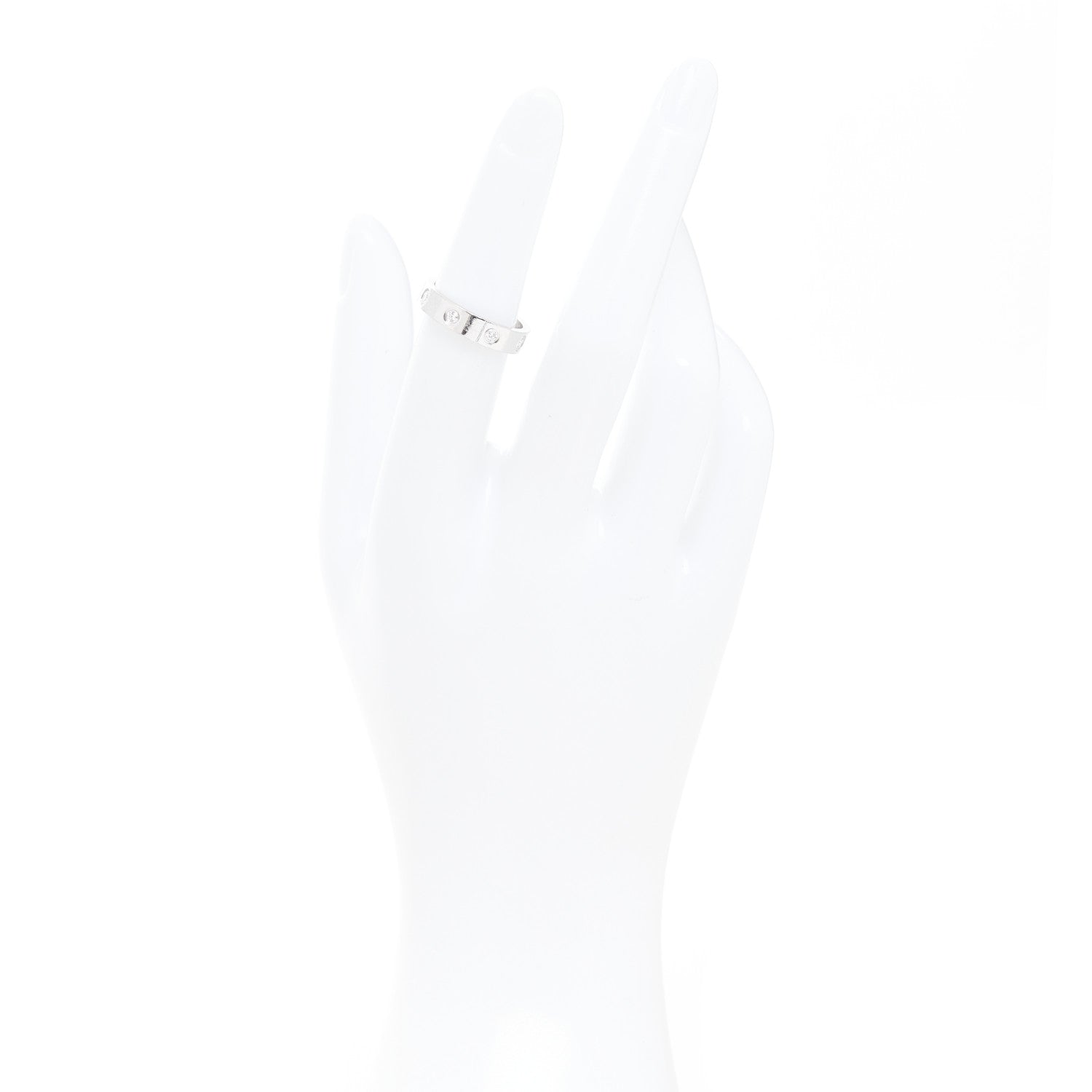Cartier 18K White Gold 8 Diamond 4mm Wedding Band LOVE Ring 50 5.25 2 of 5
