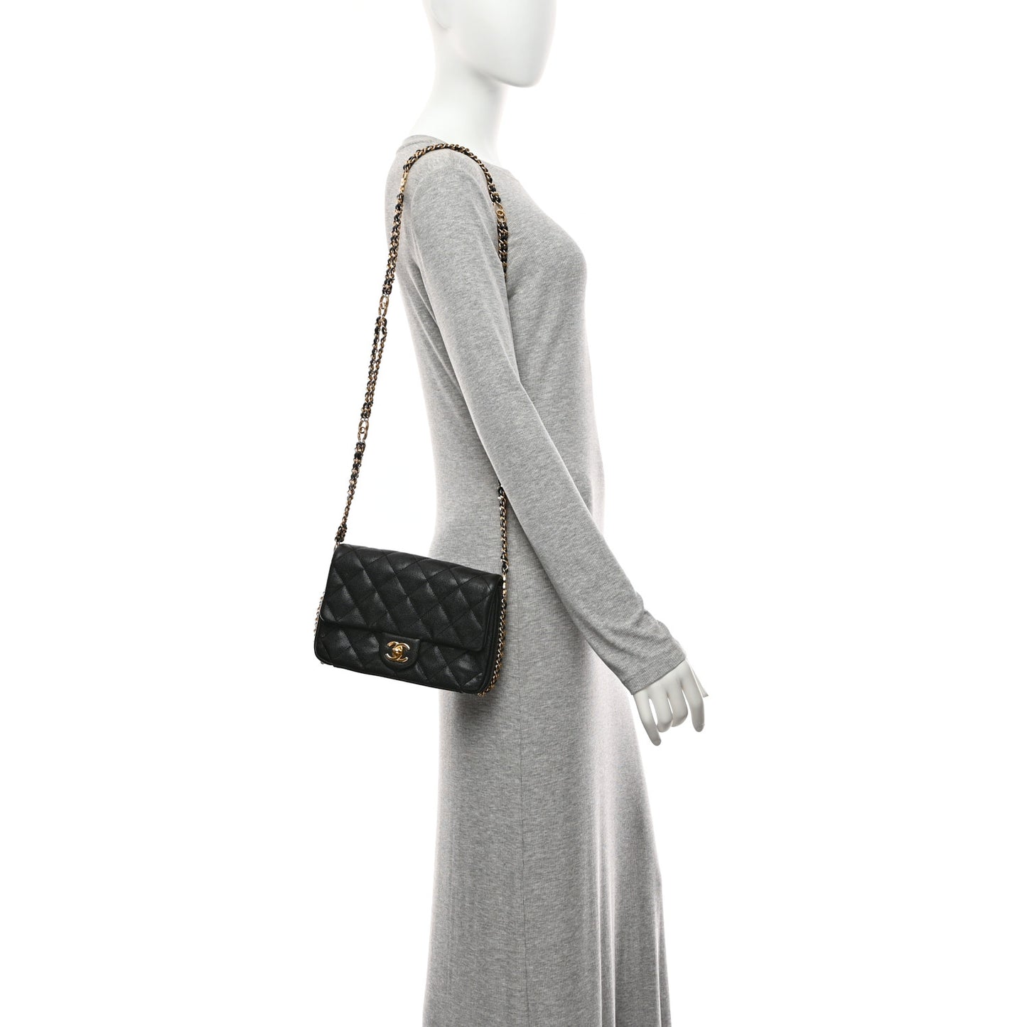 Caviar Quilted Mini CC You Flap Black