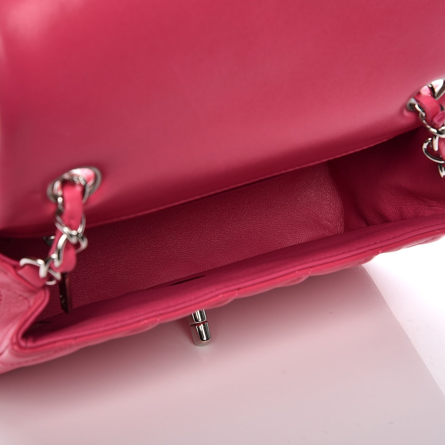 Lambskin Quilted Mini Rectangular Flap Fuchsia