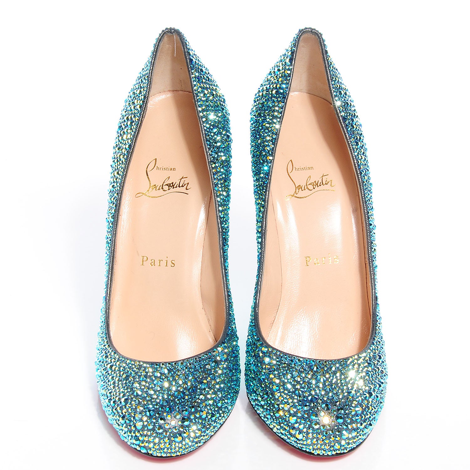 Christian Louboutin Strass Lady Lynch Zeppa 120 Wedges 38 Jet Aurora Boreale 2 of 5