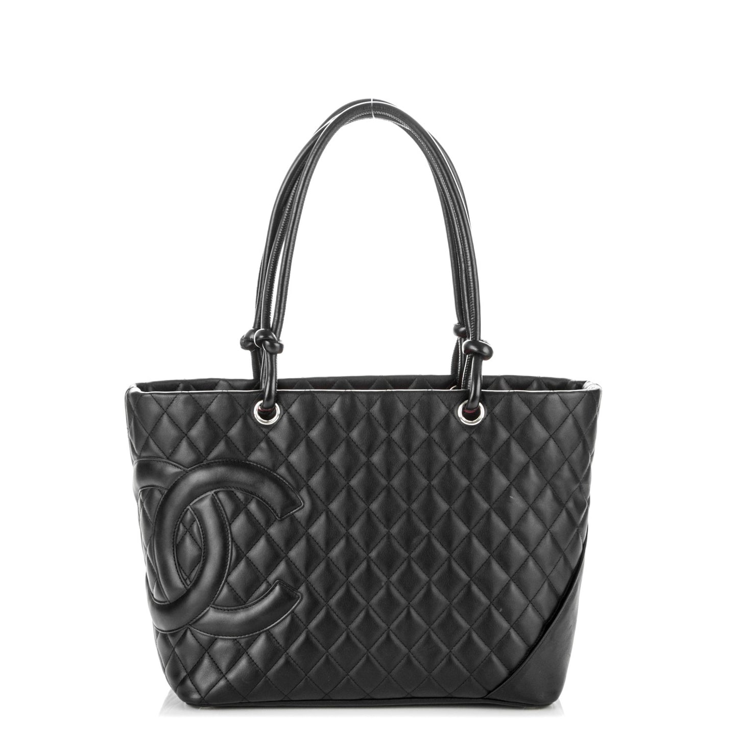 Calfskin Quilted Large Cambon Tote Black