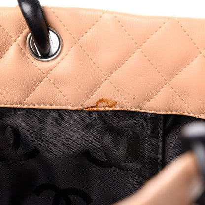 Chanel Calfskin Quilted Large Cambon Tote Beige Black 8 of 12