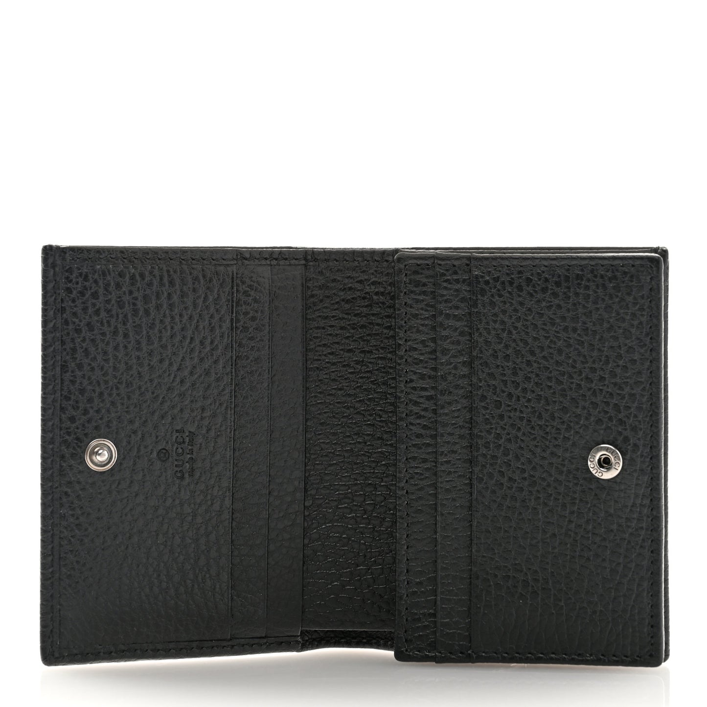 Dollar Calfskin Enamel Monochrome GG Marmont Card Case Black