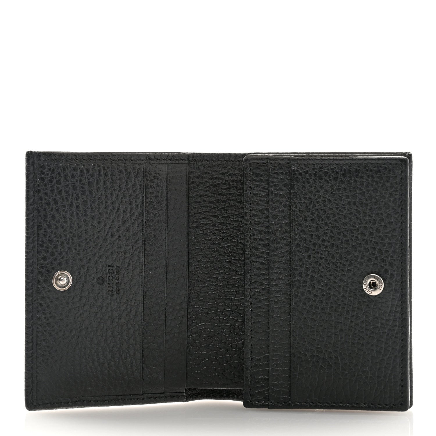 Gucci Dollar Calfskin Enamel Monochrome GG Marmont Card Case Black 5 of 7