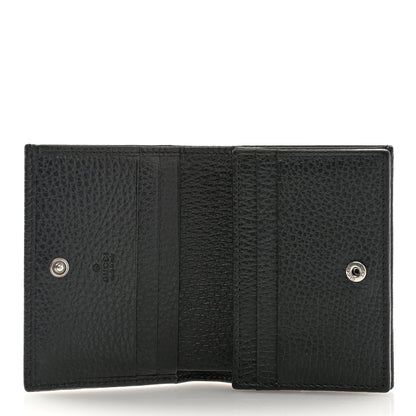 Gucci Dollar Calfskin Enamel Monochrome GG Marmont Card Case Black 5 of 7