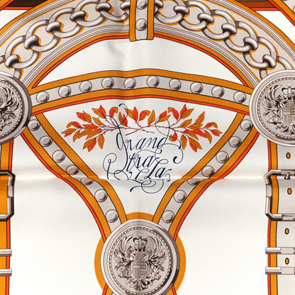 Hermes Silk Twill Grand Tralala 90 White Caramel Miel 5 of 6