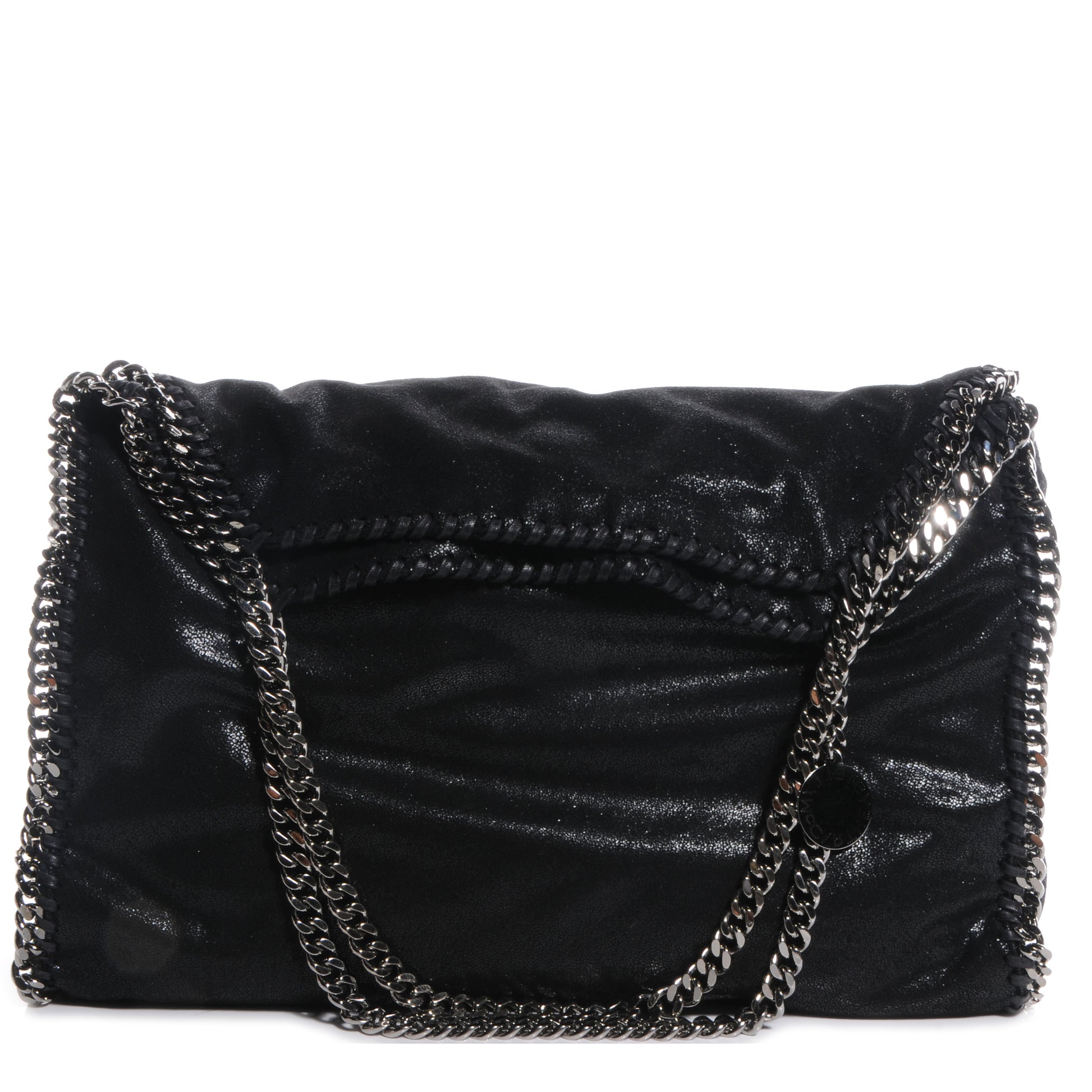 Stella McCartney Faux Leather Shaggy Deer Falabella Fold Over Tote Black 1 of 10
