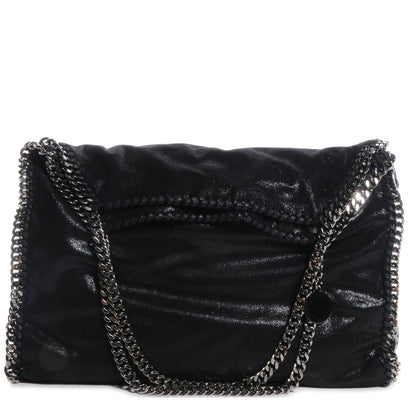Stella McCartney Faux Leather Shaggy Deer Falabella Fold Over Tote Black 1 of 10
