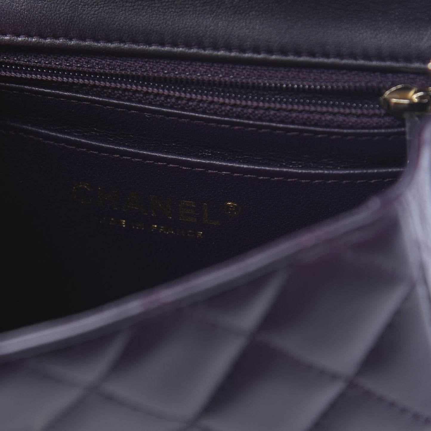 Lambskin Quilted Mini Square Flap Dark Purple