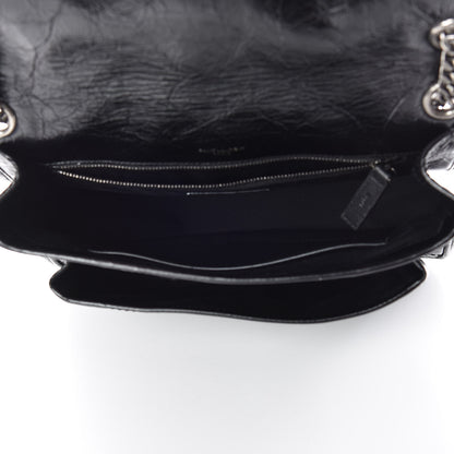 Saint Laurent Crinkled Calfskin Matelasse Monogram Medium Niki Chain Satchel Black 5 of 12