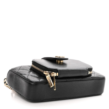 Chanel Caviar Quilted Phone Holder With Chain Black 4 of 10