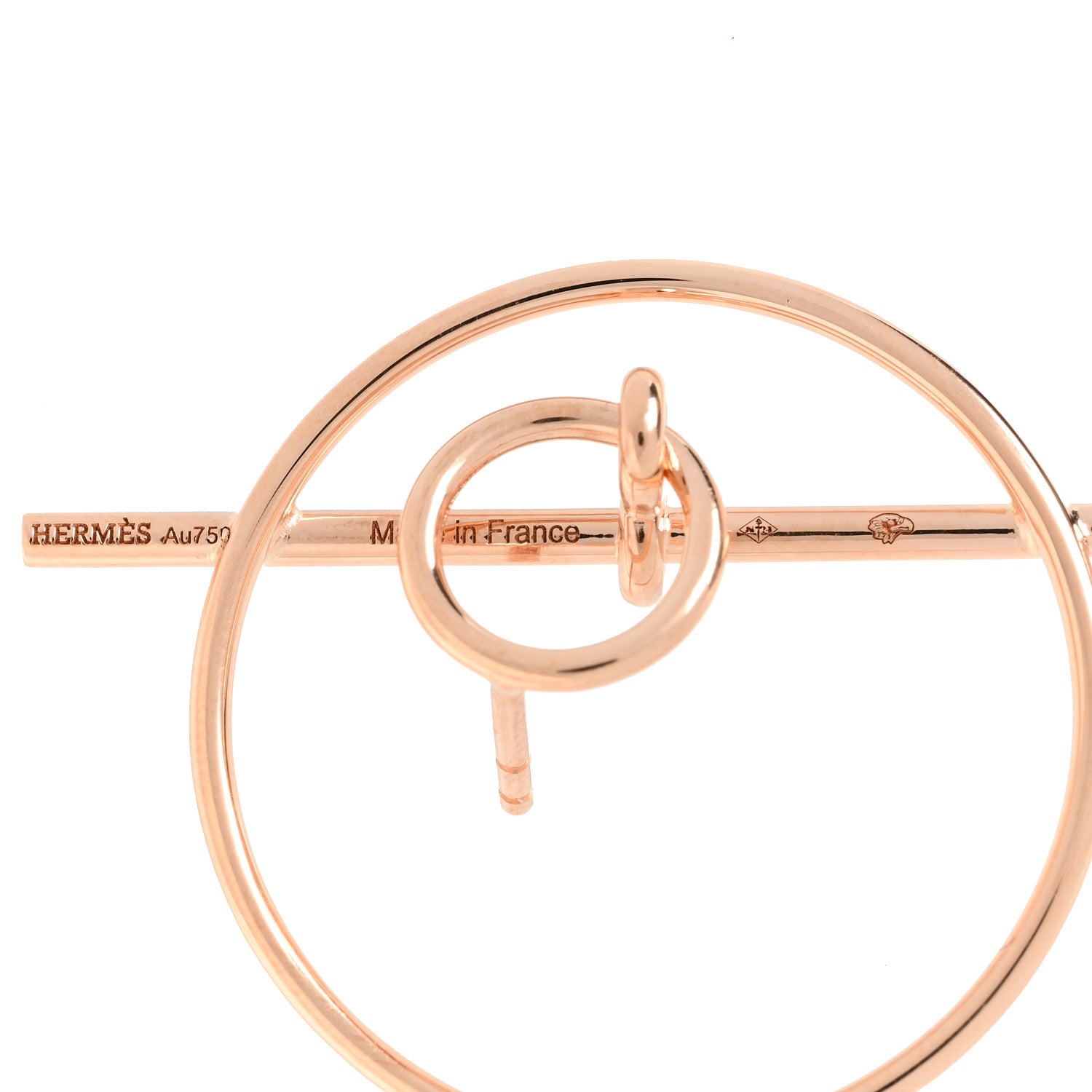 Hermes 18K Rose Gold PM Loop Earrings 4 of 5