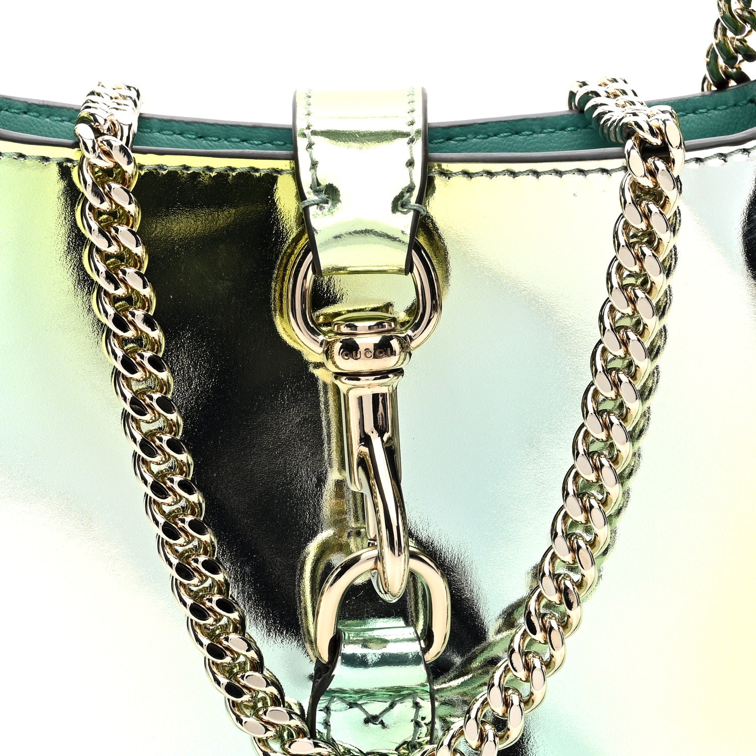 Gucci Piuma Shade Lux Mirrored Calfskin Mini Jackie Notte Bag Glacial Yellow Silver 7 of 9