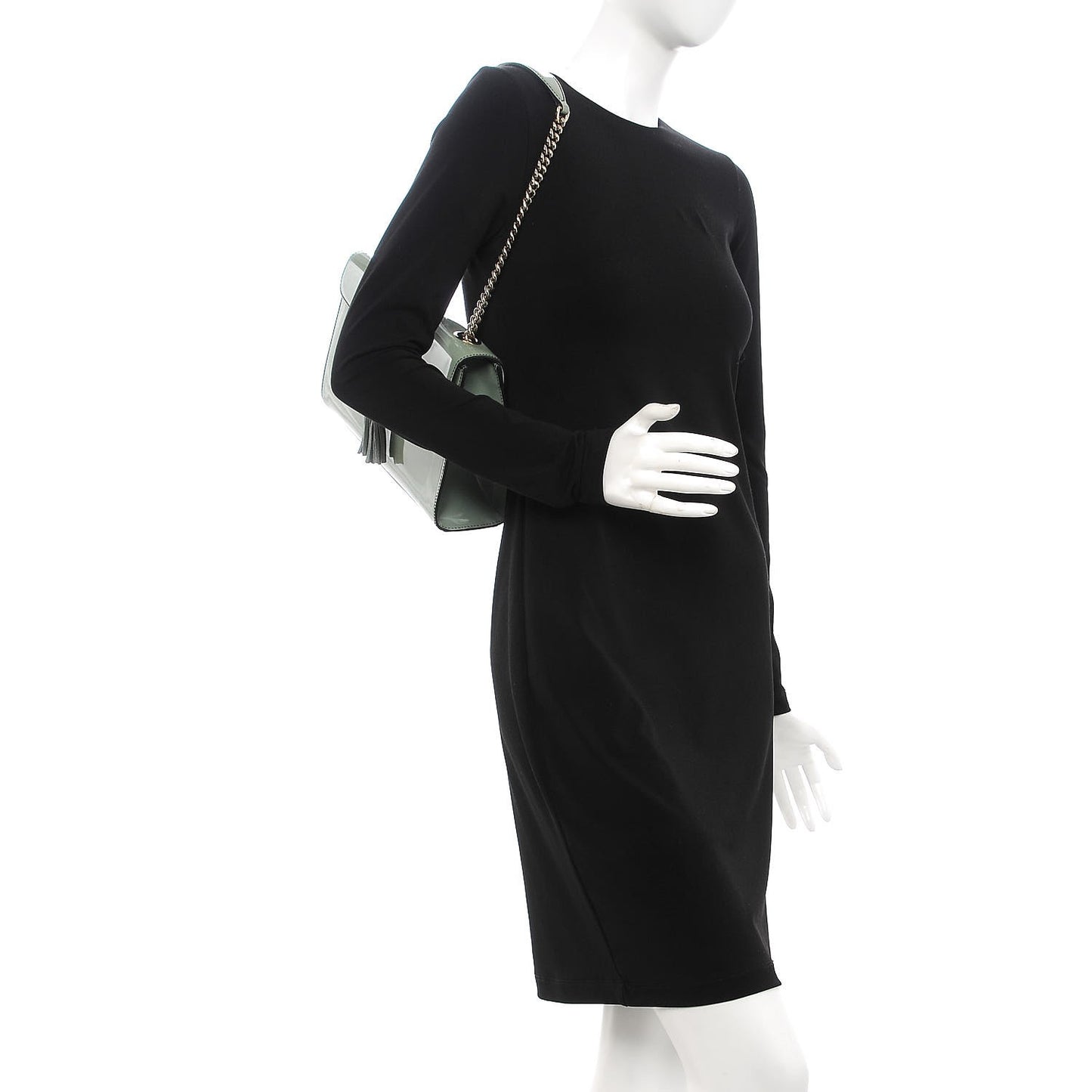 Patent Medium Emily Chain Shoulder Bag Green