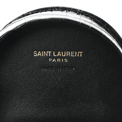 Saint Laurent Patent Crocodile Embossed Monogram Baby Kaia Crossbody Bag Black 5 of 8