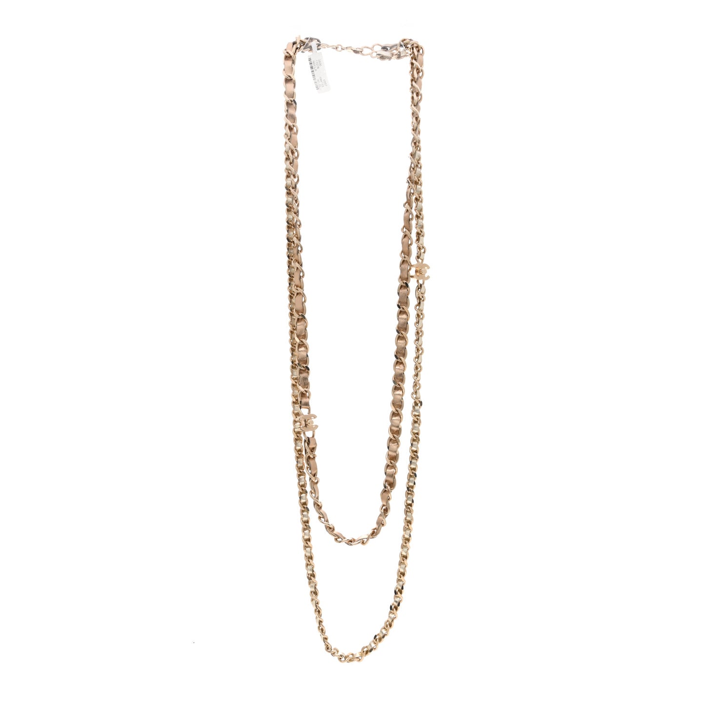 Lambskin CC Turnlock Long Necklace Gold