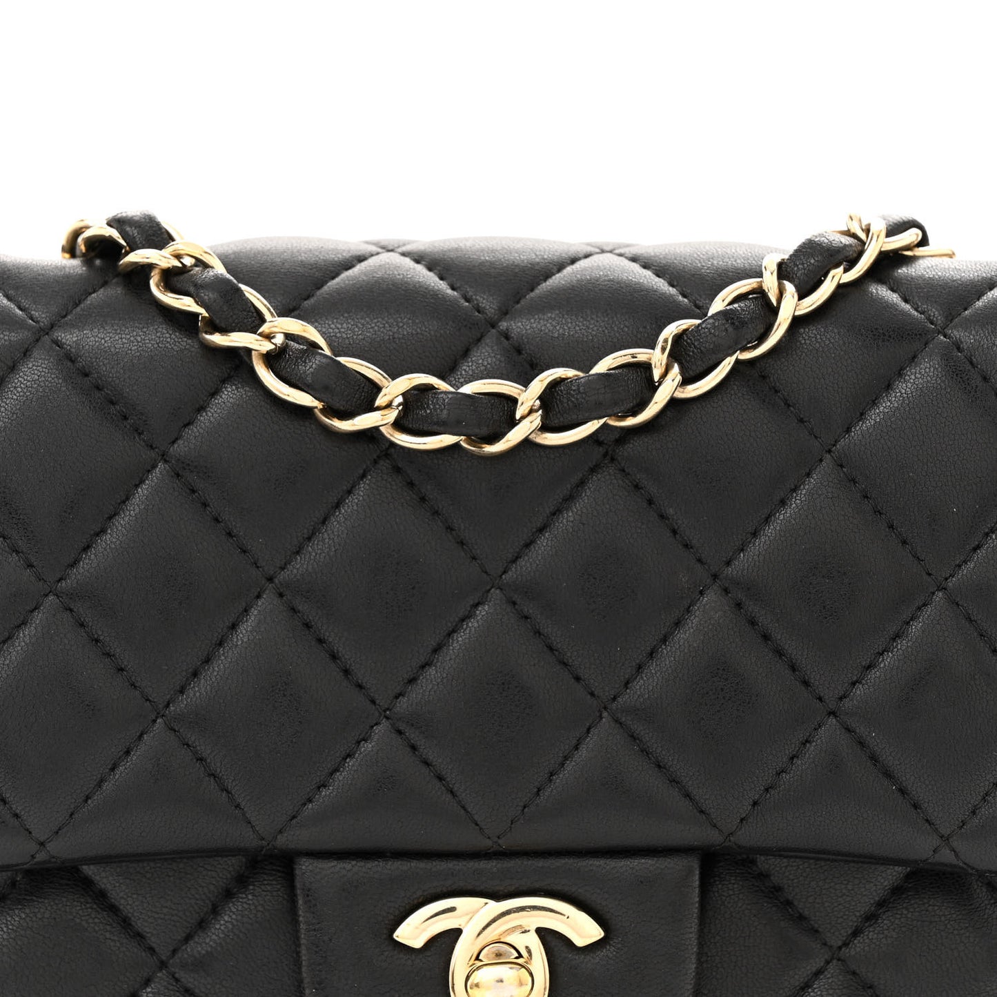 Lambskin Quilted Mini Square Flap Black