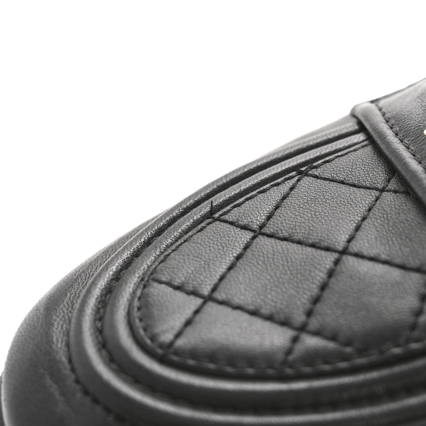 Lambskin Quilted Boy Loafers 39.5 Black