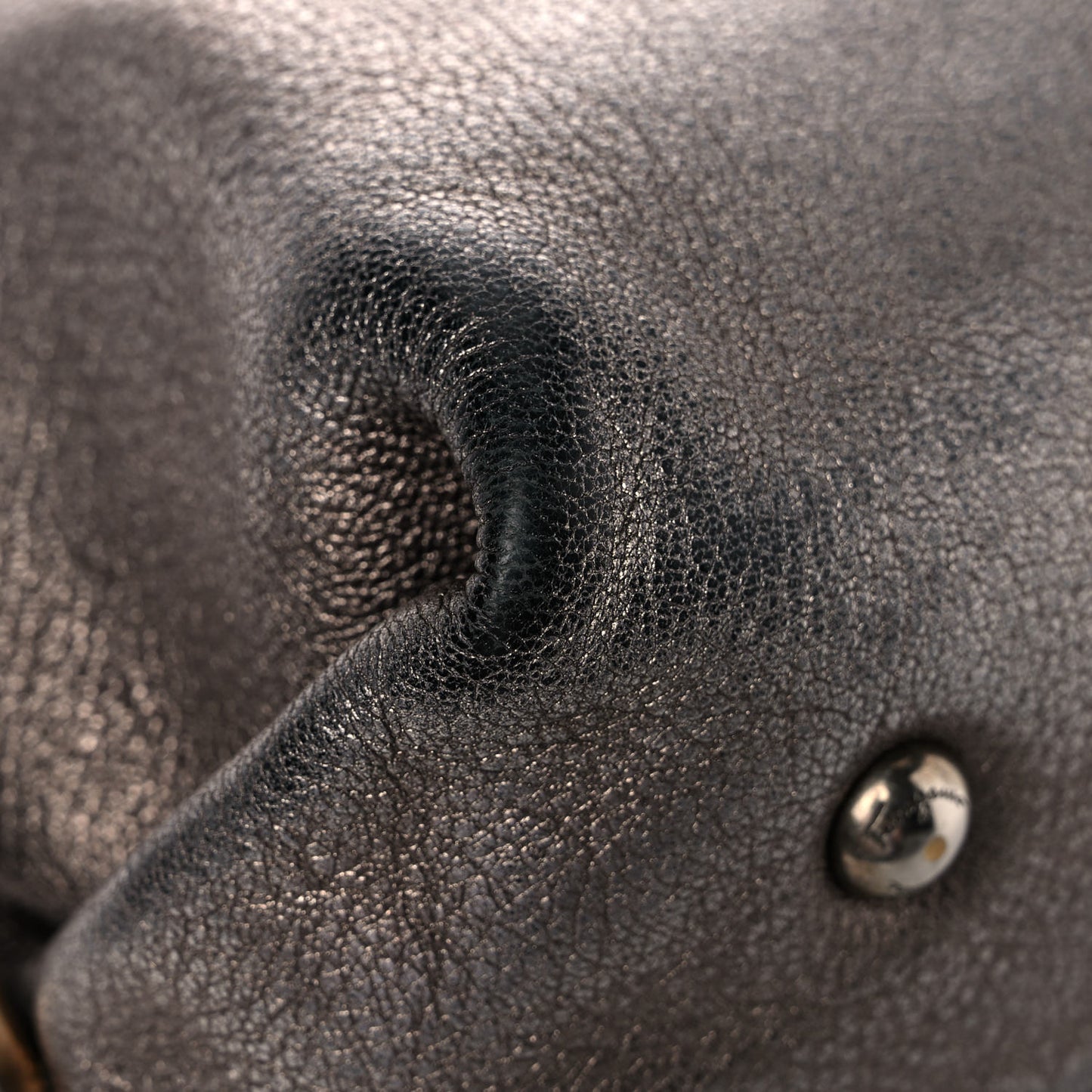 Metallic Grained Calfskin Sofia Satchel Silver