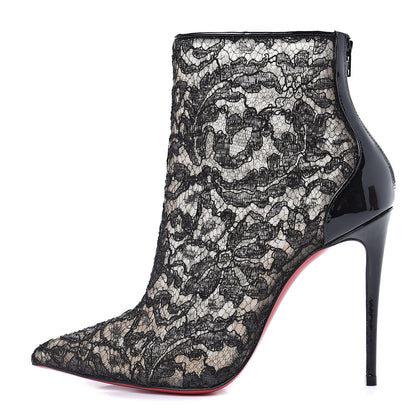 Christian Louboutin Patent Rete Lace Dentelle Psybootie 100 Ankle Boots 36.5 Black 1 of 8