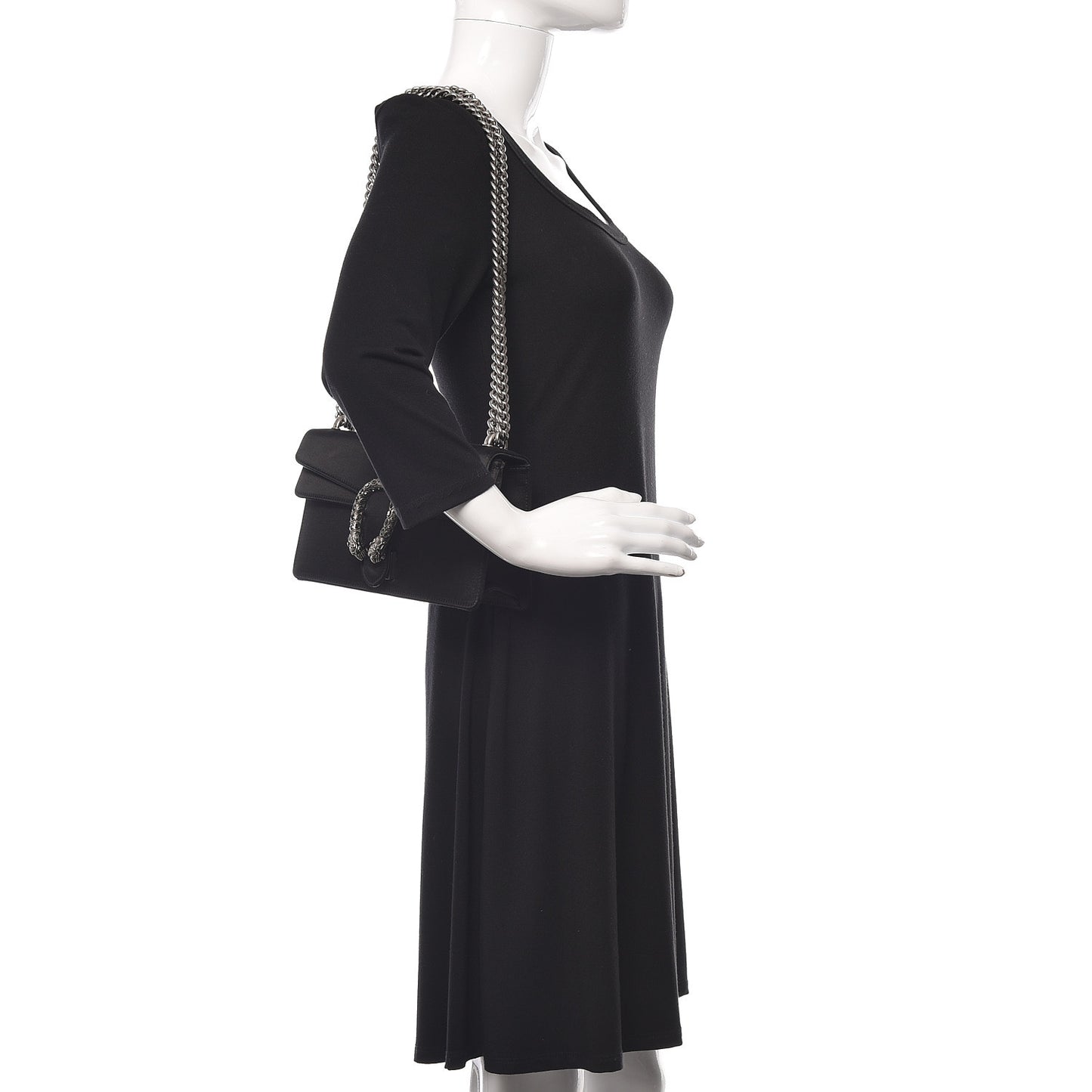 Satin Silk Crystal Small Dionysus Shoulder Bag Black Black Diamond