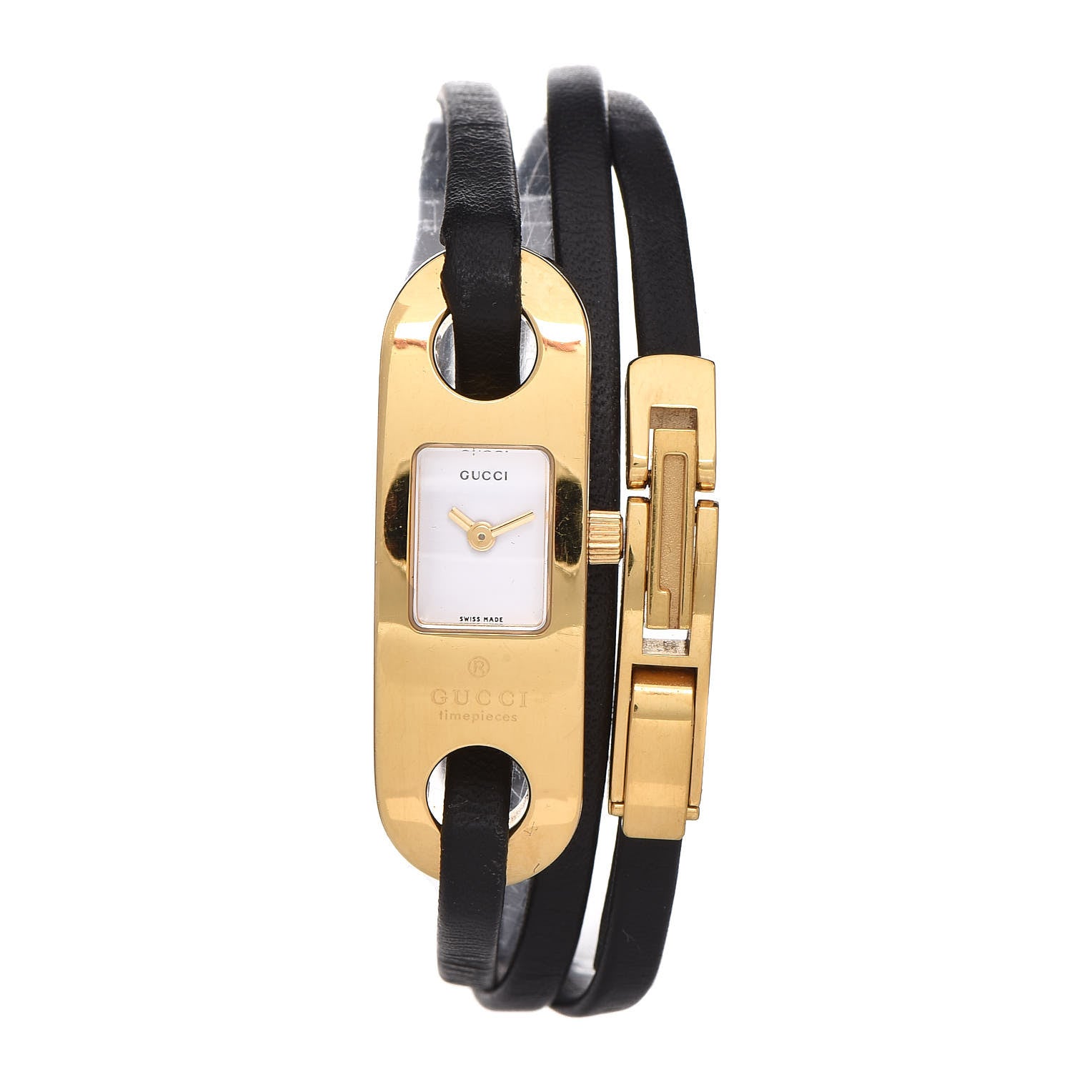 Gucci Stainless Steel Calfskin 6100L Wrap Quartz Watch 407703