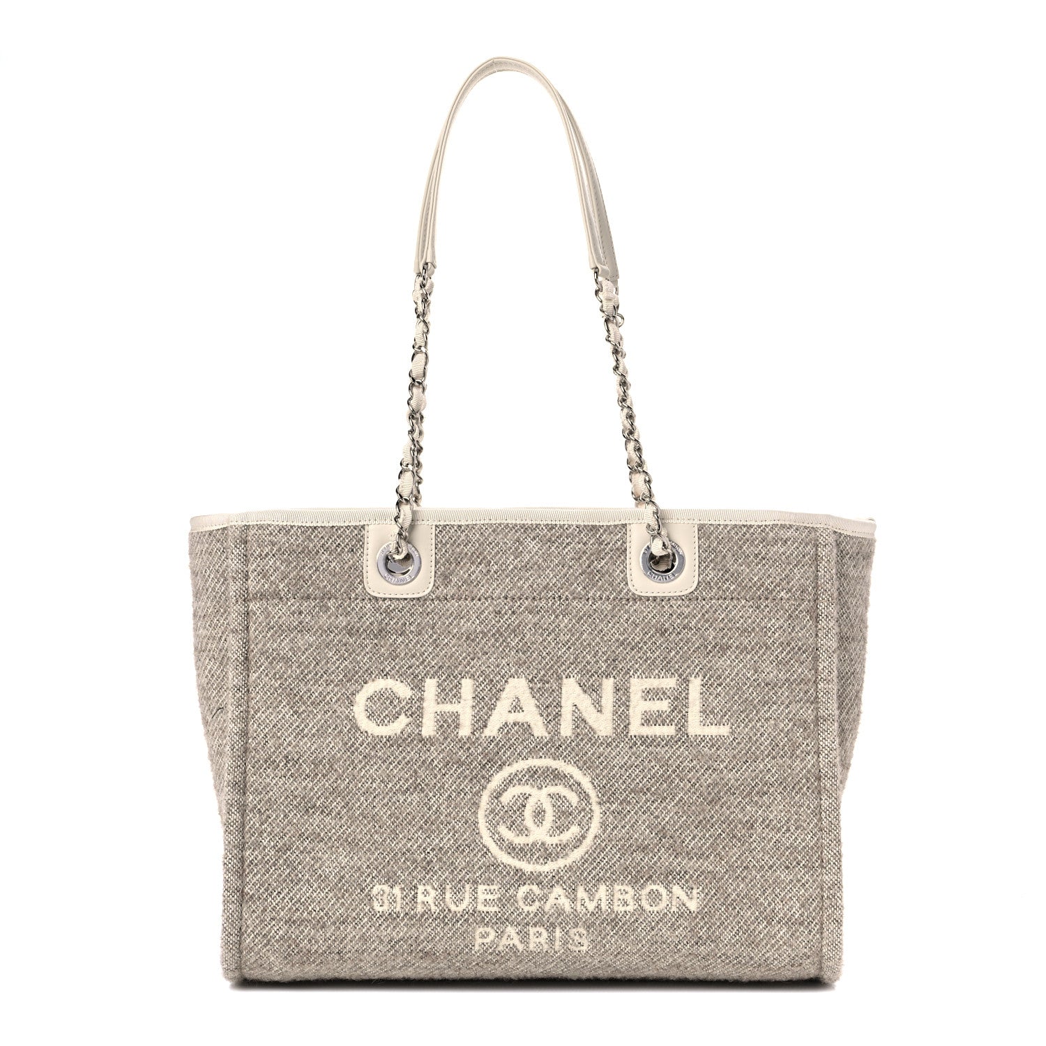 Chanel Mixed Fibers Small Deauville Tote Light Grey 1 of 14