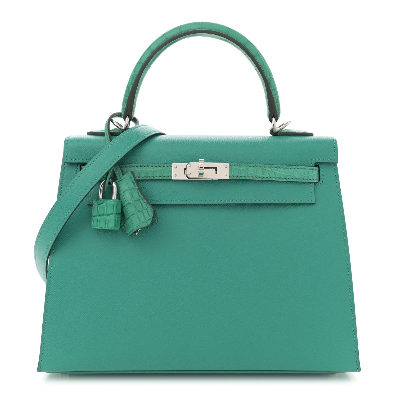 Hermes Madame Calfskin Matte Alligator Kelly Sellier Touch 25 Vert Verone Vert Jade 1 of 11