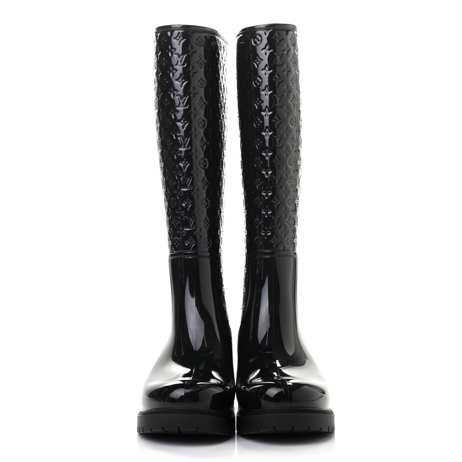 Louis Vuitton Rubber Embossed Monogram Splash Rain Boots 37 Black 2 of 8