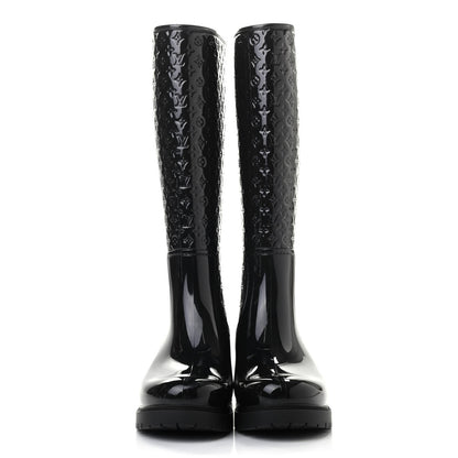 Louis Vuitton Rubber Embossed Monogram Splash Rain Boots 37 Black 2 of 8