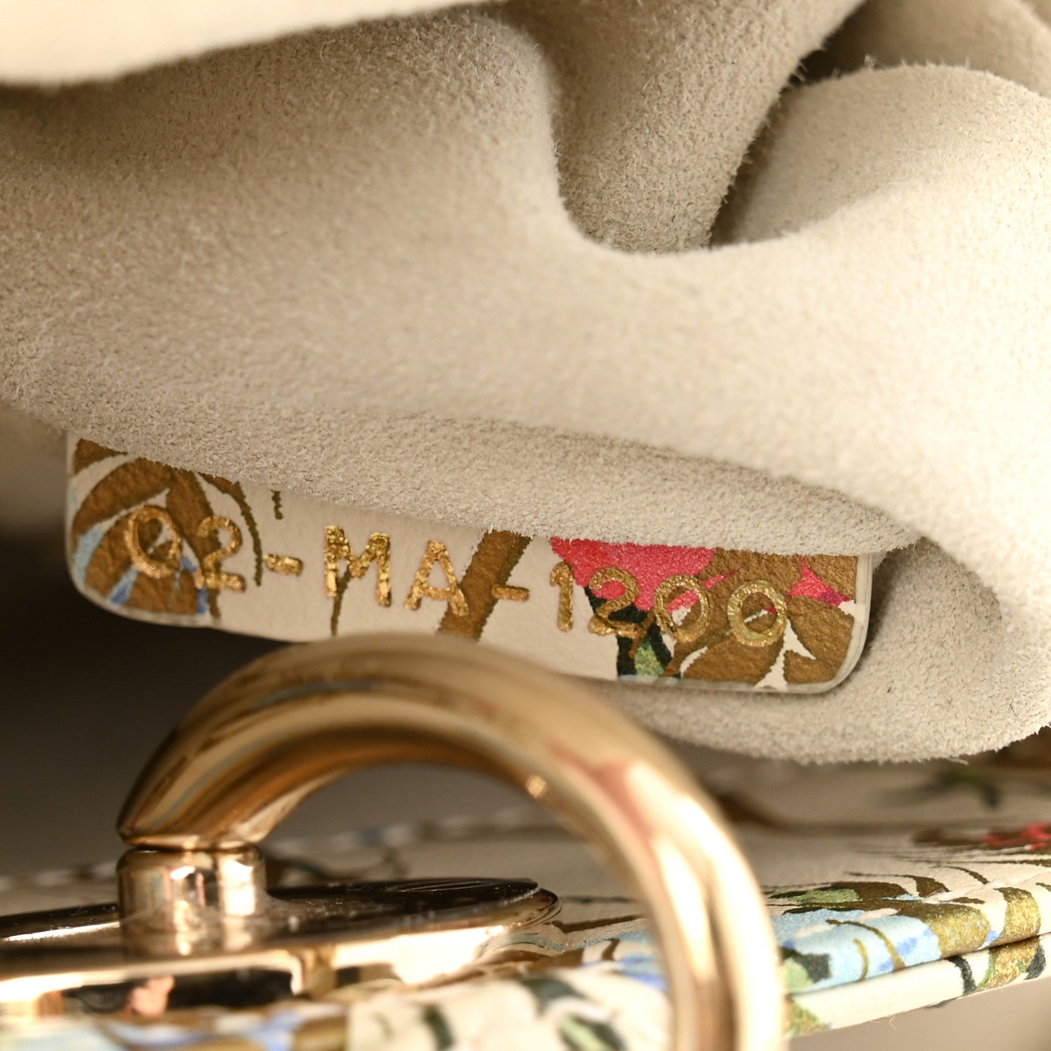 Christian Dior Calfskin Hibiscus Printed Embroidered Mini Lady Dior Beige Multicolor 7 of 11