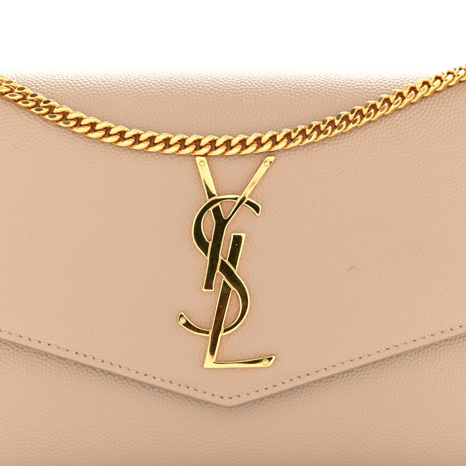 Saint Laurent Grain De Poudre Monogram Uptown Chain Wallet Taupe 13 of 14