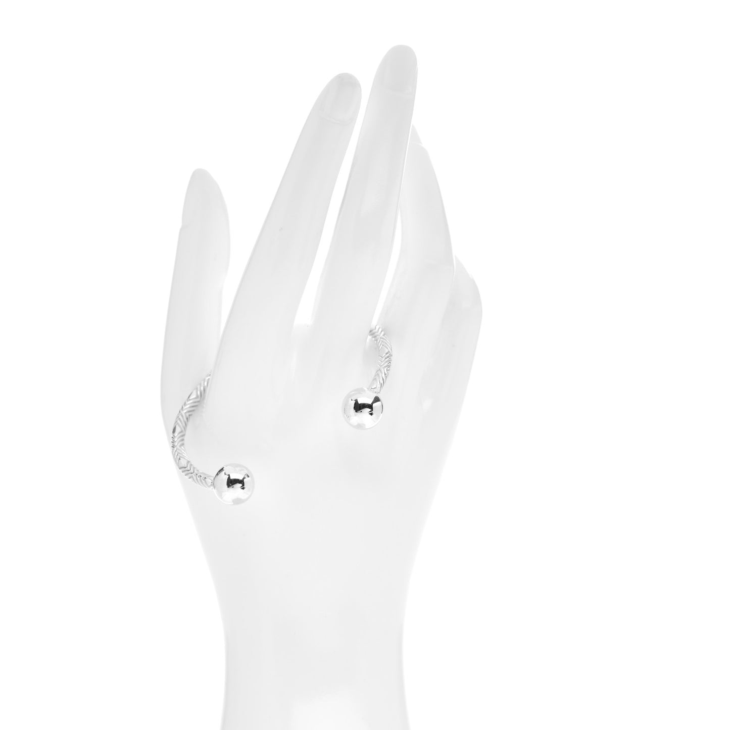 Sterling Silver Textured Barbell Cuff Bracelet
