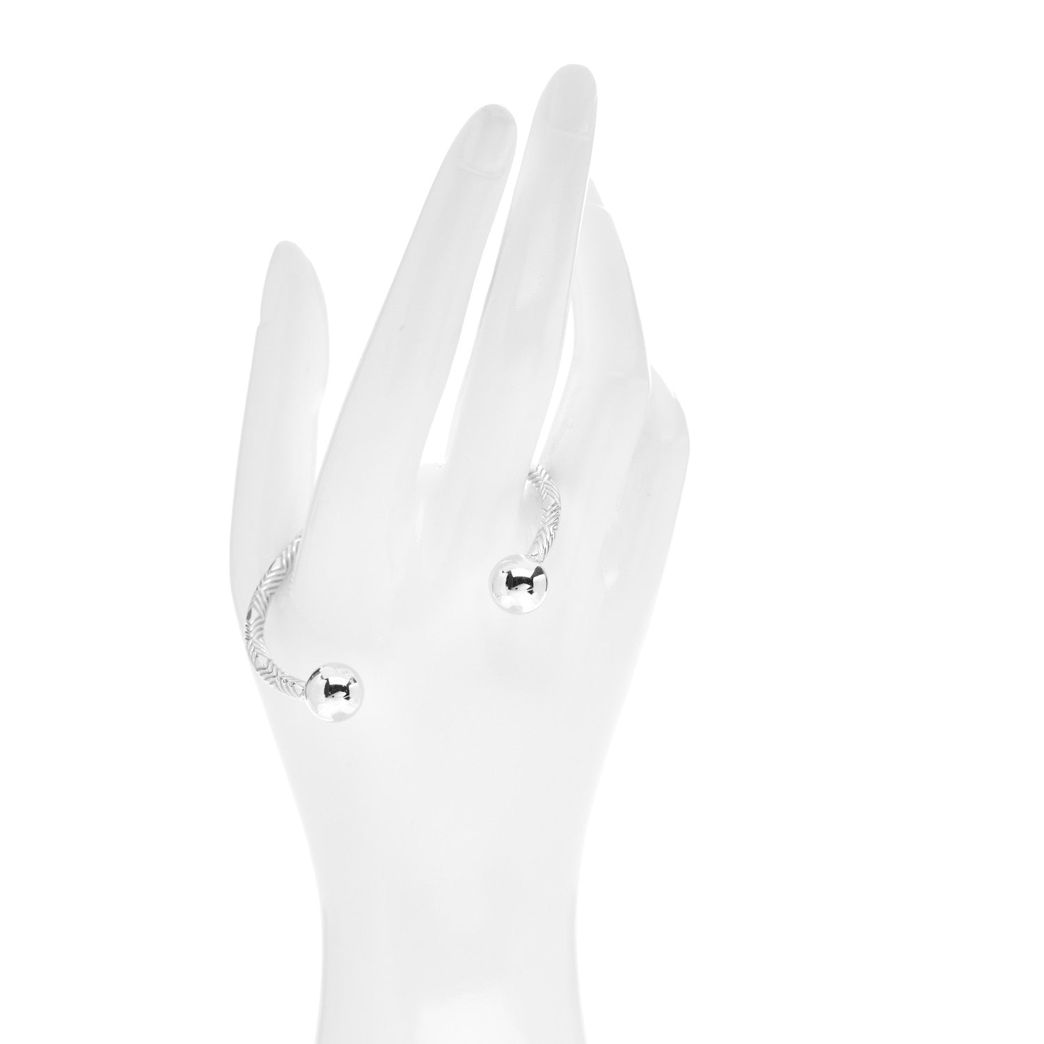 Tiffany Sterling Silver Textured Barbell Cuff Bracelet 2 of 4