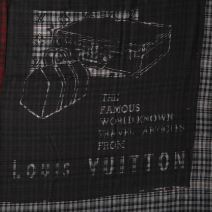 Louis Vuitton Mens Fleece Wool Silk Trunks Shawl Gris Rouge 4 of 5