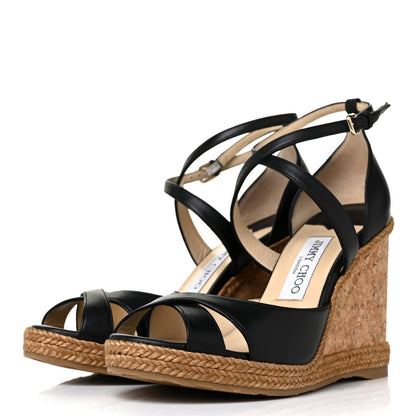 Jimmy Choo Nappa Rope Cork Alanah 105 Wedge 38.5 Black 3 of 8