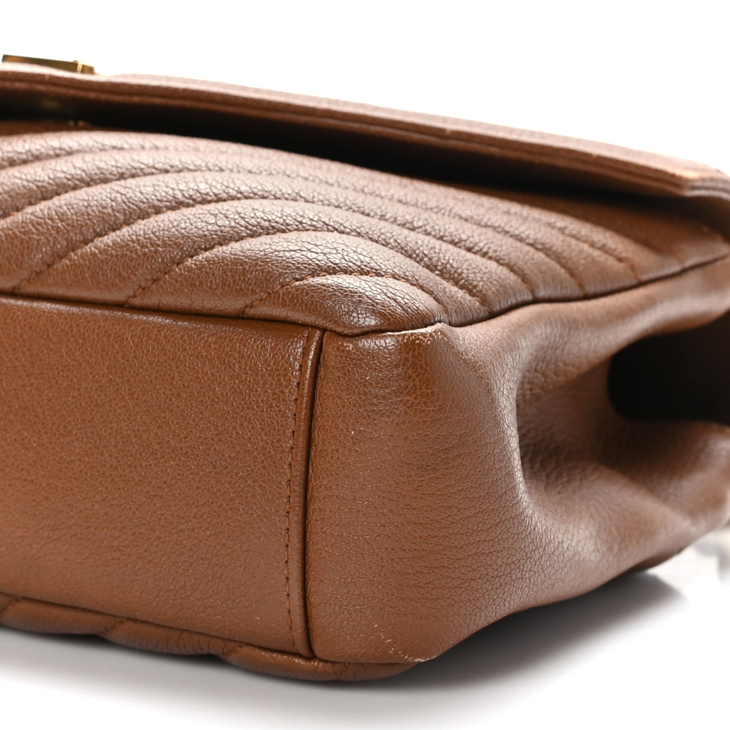 Calfskin Matelasse Chevron Monogram Medium College Bag Brick